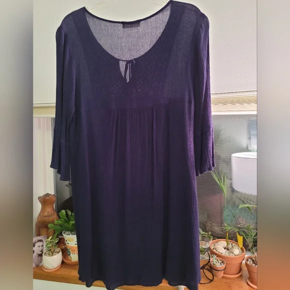 Agenda Floral Embroidered Boho Blue Tunic Blouse Top - Picture 6 of 9